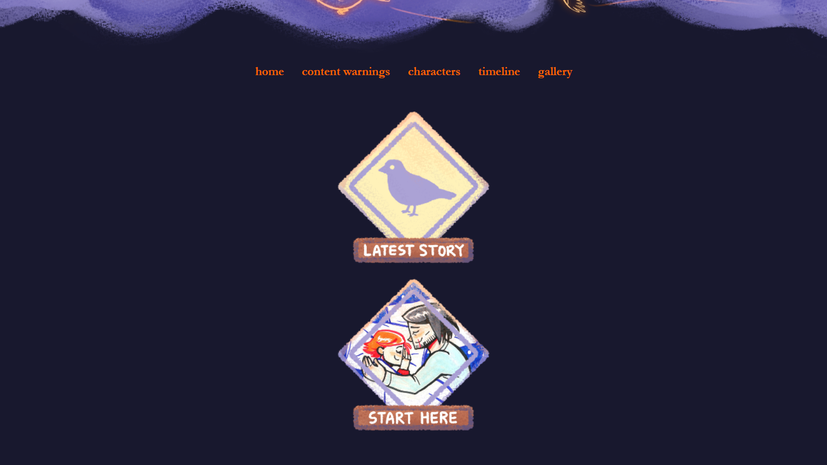 The Home page's Latest Story and Start Here buttons