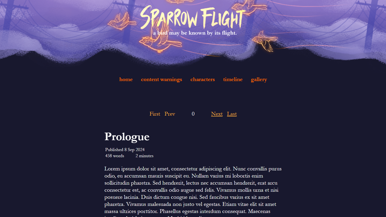 Viewing a story with a story navbar on top